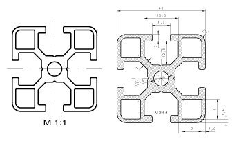 Konstruktionsprofile / Zubehr Aluminium E6/EV1