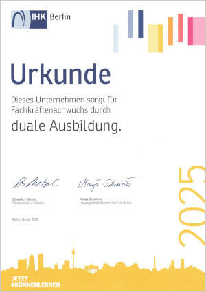 Urkunde IHK duale Ausbildung