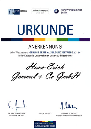 Urkunde Anerkennung