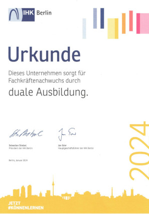 Urkunde IHK duale Ausbildung